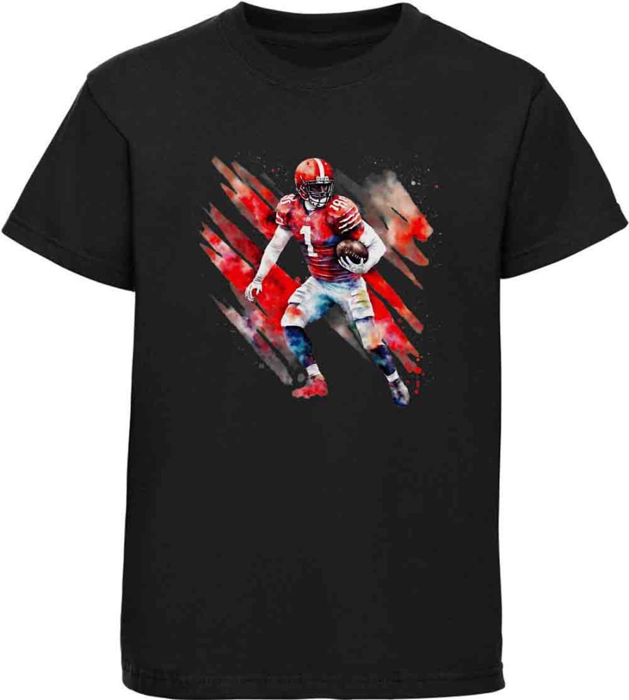 Kinder T-Shirt American Football Spieler in Ölfarben